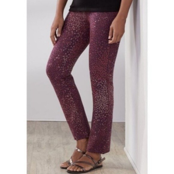 Soft Surroundings Women Size M Purple Speckled Ponte Pull On Straight Leg Pants - Picture 6 of 17